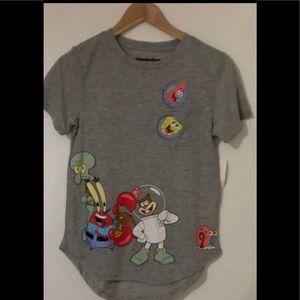 SpongeBob characters graphic gray short sleeves shirt for women gray. XS